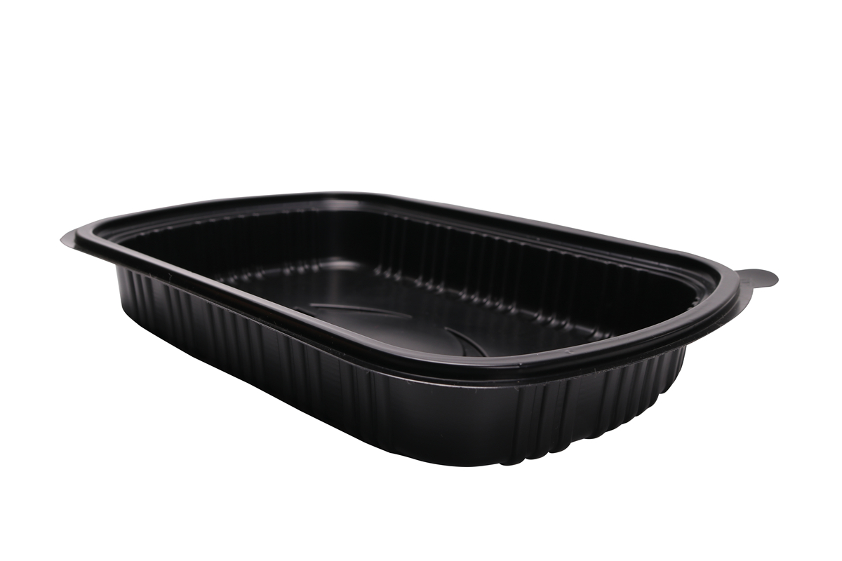 BOPS tapa ovalada negra caja de comida rápida